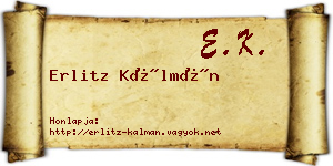 Erlitz Kálmán névjegykártya